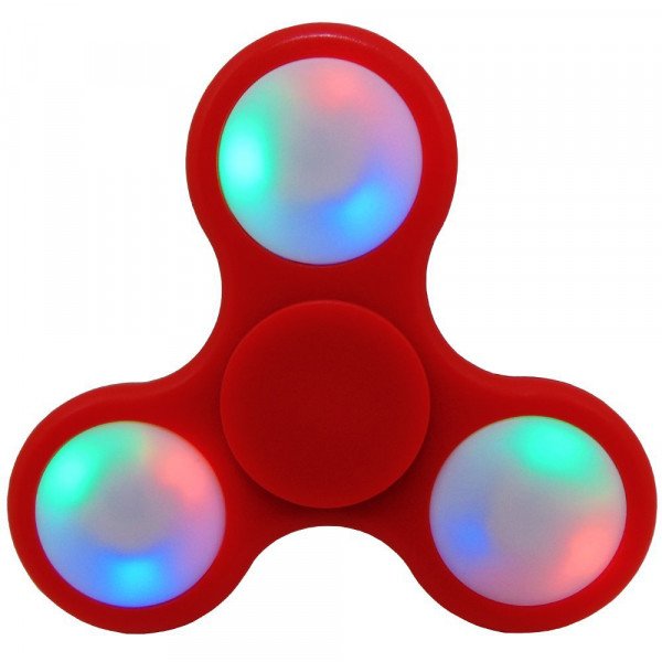 Wholesale LED Light Up Push Button Switch Fidget Spinner Stress Reducer Toy (Red)